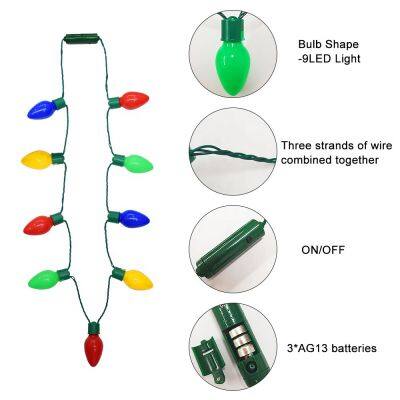 Hot Sales Flashing 9 Lights Light Up Bulb Necklaces for Theme Party photo-4