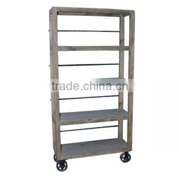 AF-317 Pine Furniture Wheel Legs Pine Bookcase
