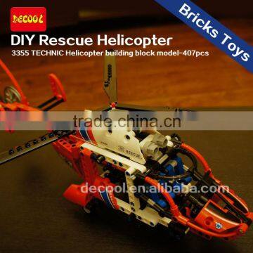 Decool bricks Airplane 407pcs Technic Series DIY Rescue Helicopter 3355 Building Block Model