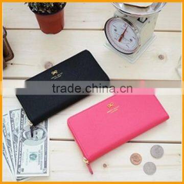 Fahsion Custom Handmade Luxury Bowknot Women Zipped Leather Wallet                        
                                                Quality Choice