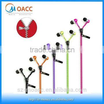 Factory Price volume control metal zipper earphone with mic