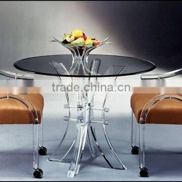 custom glass round dining table and chairs