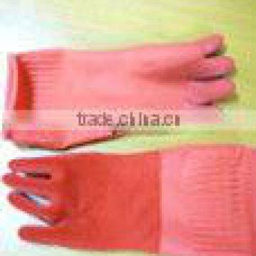 Cotton inner flock lined household latex glove