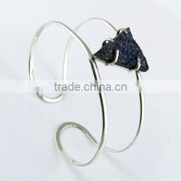 Designer Bangles in Lapis Druzy 925 Sterling Silver, Handmade Silver Jewellery, Online Silver Jewellery