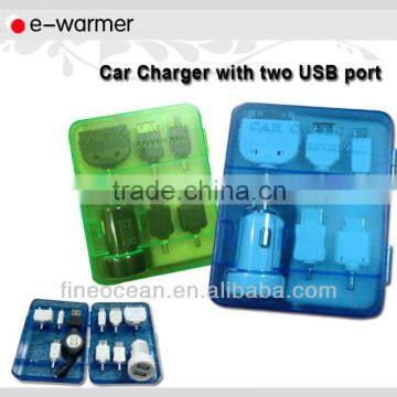 8 in 1 Car Charger Pack with two usb ports 3A F5004-2