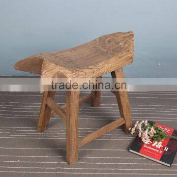 Chinese antique rustic natural solid wood stool fish fation stool