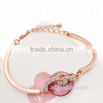 Vintage Rhinestone Cuff Crystal Bracelets 18K Rose Gold Plated Natural Crystal Bangle photo-4