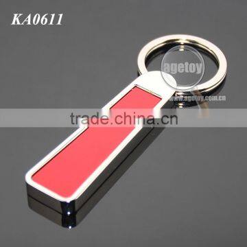 Promotional Trapezoid Stainless Steel Keyring Zinc Alloy Silver Plated Highly Polished Metal Blank Key Ring photo-2