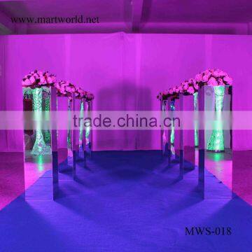 39 inch height square silver mirror column party and wedding decoration supplies in guangzhou(MWS-018)