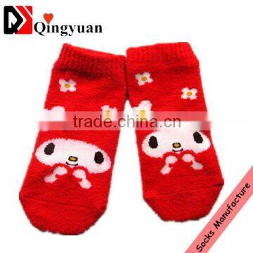 popular design comfortable cotton Hello Kitty cartoon fleece side velvet hosiery female winter sleep floor tube socks