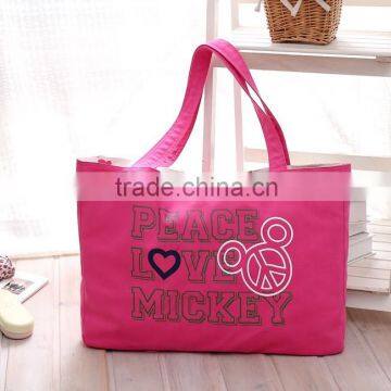 2015 new fashion woman's canvas tote bag for shopping