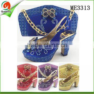 Fashion Ladies Italian Shoes and Bag to Match Women Wedge Shoes and Clutch Bag Purses Bag