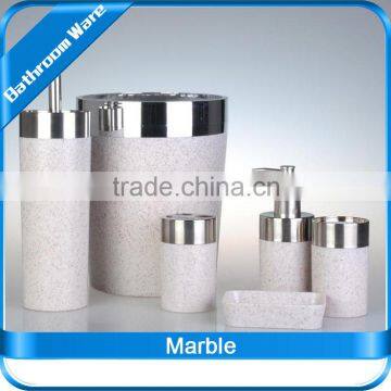 Bathroom Sets / Marble / White elegant / soap box+cup+toilet brush+dustbin+lotion bottle