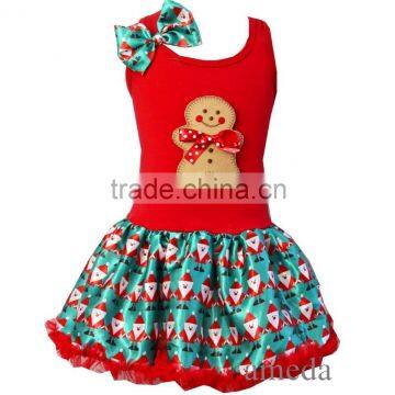 Baby Girls Xmas Gingerbread Man Santa Print Petti Pettiskirt Tutu Party Dress