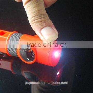 2015 China factory 7in1 Camping Survival Whistle Compass Thermometer LED Flashlight Fire Magnifier