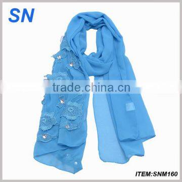 2014 fashion silk hijab scarf with flower