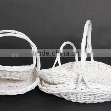 white beautiful design a set of 5 pcs willow wicker flower basket