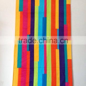 2014 New design reactive printed beach towel velour stripe