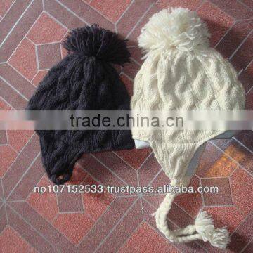 woolen ear hat cable knit