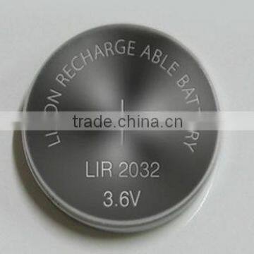 3.6v LIR2032 button battery