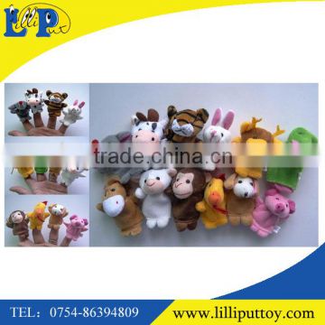 2016 hot sale funny plush stuffed animal finger toys for kids 12pcs/bag