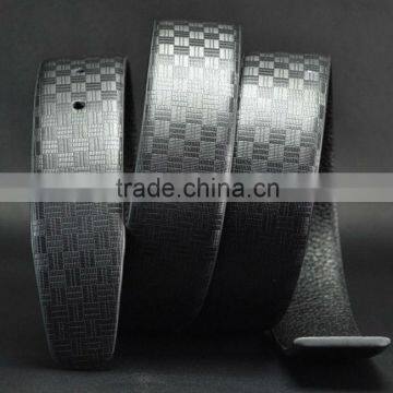 Cubic Grid Textured Genuine Cowhide Leather Mens Western Belts photo-2