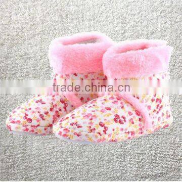 Winter high cotton at home indoor shoes warm thermal flower printing ladies boots