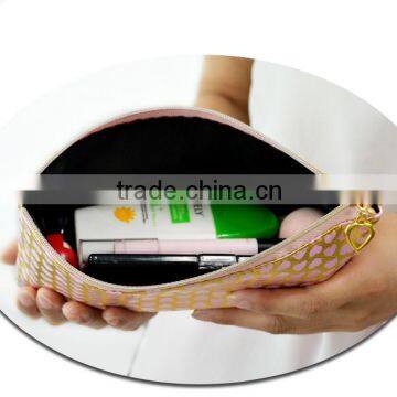 Golden Color With Heart Printing Makeup Brush Bag Case High Capacity