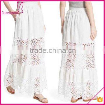 White Lace Insert Beautiful Designer Long Linen Skirts