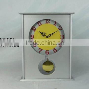 38cm H antique silver wood pendulum table clock