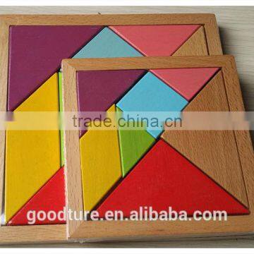 2015 Hot Sale Water Based Painted Colorful Beechwood Tangram photo-3