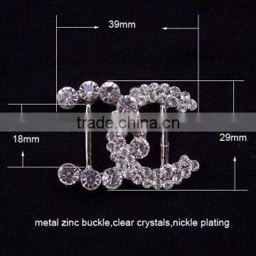 (M0528) 18mm inner bar rhinestone buckle ,silver plating,39mmx29mm