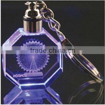 crafts in fashion custom 3d laser engraving crystal glass keychain