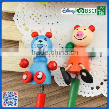 Wholesale High Quality 7 Inch Wooden HB Pencil With Toy for Children
