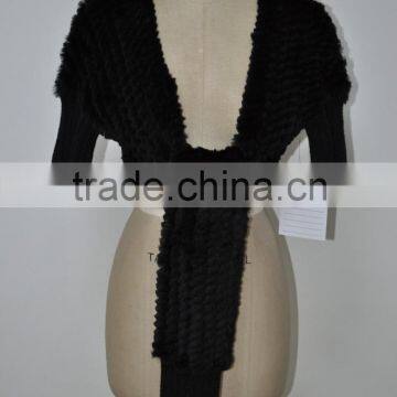 women fashion knitted real rabbit fur shawl LK16F004