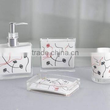 4pcs acrylic bathroom accessories set with painting