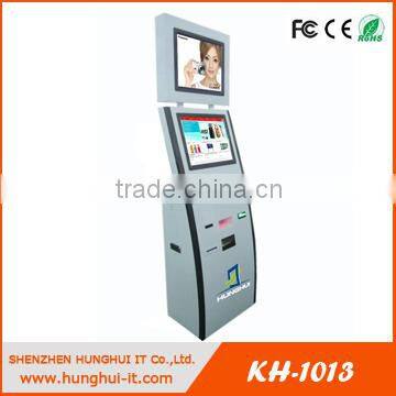 Dual screen cashless payment kiosk with card reader for magnetic card and chip card and NFC card