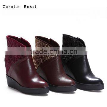 made-in-china winter boots rubber sole for snow boots diamond wedge heel heated work boots