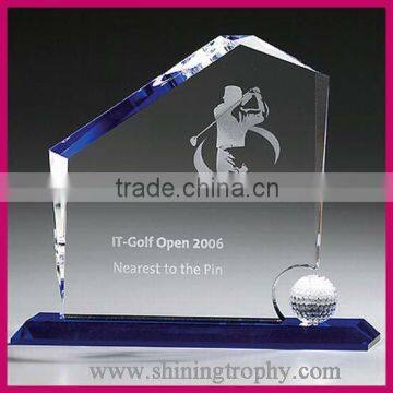 Transparent crystal golf awards and trophies