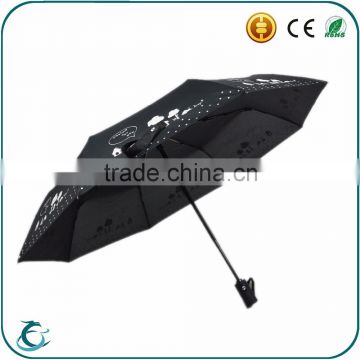 New design automatic 3 fold magic umbrella with color changing