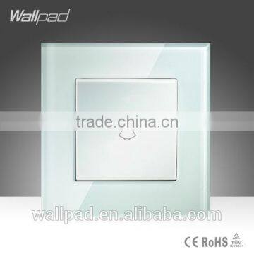 2015 China New Products Wallpad Luxury White Crystal Glass Doorbell on/off Push Button Wall Light Electric Switch Socket