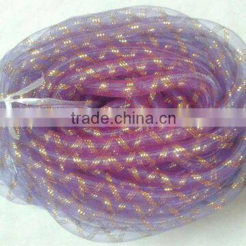 HOT SALE! 16mm Purple Nylon Mesh Tube Woven Ribbon for Valentines Present Wrapping Decorations