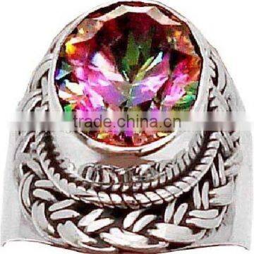 Sterling Silver Coral & Turquoise. Ring, Semiprecious Ring, Sterling Silver Rings photo-6