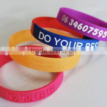 Custom embossed/imprinted/printed logo Silicone Wristband / silicone bracelet / rubber bracelet