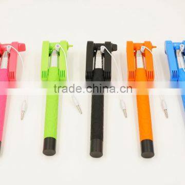 Wired Selfie Stick Handheld Monopod Built-in Shutter Extendable Mount Holder For IPhone