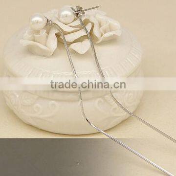 925 Sterling Silver fashion Seashell Pearl Anti allergy Line Threader Earrings