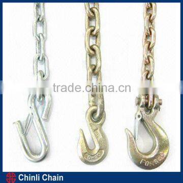 Galvanized chain with clevis or eye grab hooks on both end high test 5/16"X30' heavy duty tow chains