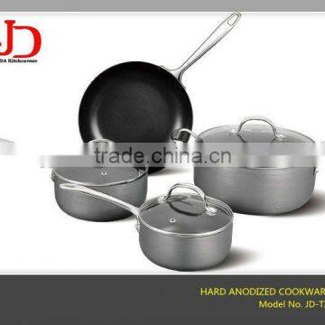 HARD ANODIZED COOKWARE SET WITH STAINLESS STEEL HANDLE(MODEL NO.JD-TZ07H)