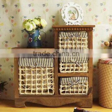 Wooden Cabinet With Natural Wicker Basket                        
                                                                                Supplier's Choice