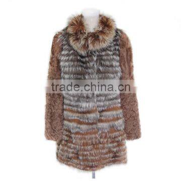 Russian fur coats fox/raccoon/sheep fur striped coats KZ14110